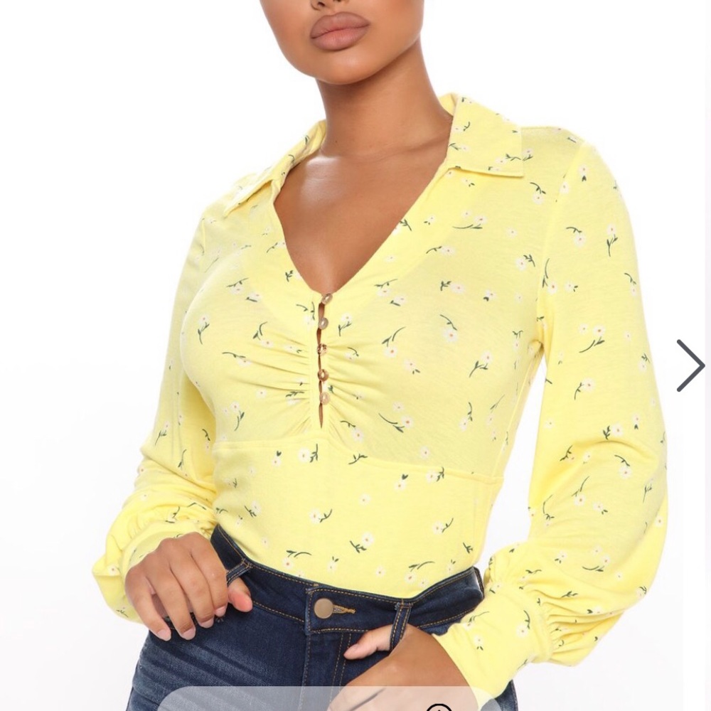 Long sleeve light weight yellow top
